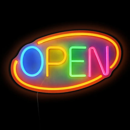 GGM Gastro LED illuminated sign - OPEN - dimmable - Orange/Multi-colour - 420x250mm