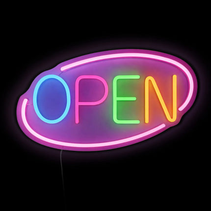 GGM Gastro LED illuminated sign - OPEN - dimmable - Pink/Multicolour - 420x250mm