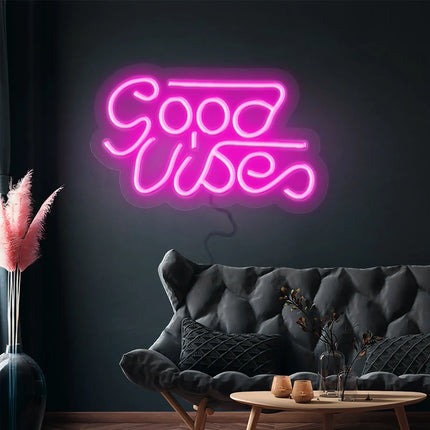 GGM Gastro LED Neon Sign - Good Vibes - Pink - 330x180mm