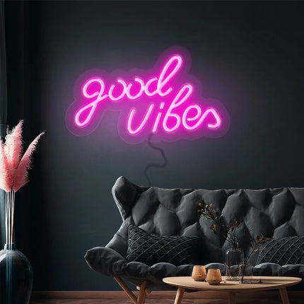 GGM Gastro LED Neon Sign - Good Vibes - Pink - 405x200mm