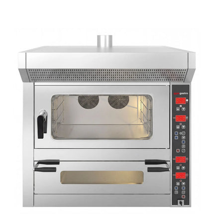 GGM Gastro Lò Đối Lưu Làm Bánh - Phun Hơi - Điều Khiển Số - 4x 600x400mm (EN 60x40) - Lò Pizza - 7 bánh 25.4 cm (Ø25cm)