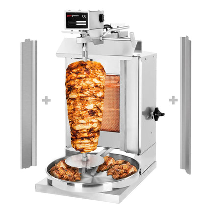 GGM Gastro Lò Doner Kebab Gas (Shawarma/Gyros) - 1 Họng - Đến 5kg - 3.25kW - Để Bàn - Kèm 1 Xiên, Khay Hứng & 2 Cửa Đôi