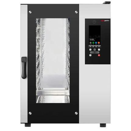 GGM Gastro Lò Hấp Combi Điện - Điều Khiển Cảm Ứng - 10x GN 1/1 - Kèm Đầu Dò Nhiệt Lõi & Delta T, USB, Giám Sát HACCP, Đèn LED Khoang, Khay Hứng Nước Ngưng