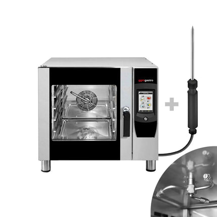 GGM Gastro Lò Hấp Combi Điện - Điều Khiển Cảm Ứng - Màn Hình 17.8 cm - 5x GN 1/1 - Kèm Hệ Thống Rửa Tự Động & Đầu Dò Nhiệt Lõi