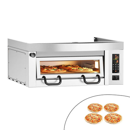 GGM Gastro Lò Pizza Tầng Điện - 1 Tầng - Đáy Đá Chịu Lửa - 4 - Ø34cm (34 cm) - Điều Khiển Cảm Ứng - Kèm Nắp Chụp Thép Không Gỉ