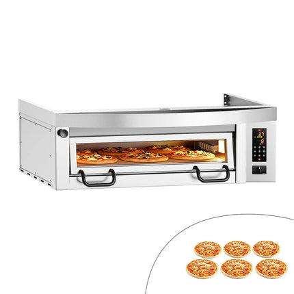 GGM Gastro Lò Pizza Tầng Điện - 1 Tầng - Đáy Đá Chịu Lửa - 6 - Ø34cm (34 cm) - 230V 3 Pha - Điều Khiển Số - Đến 450°C - Kèm Nắp Chụp Thép Không Gỉ