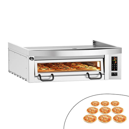 GGM Gastro Lò Pizza Tầng Điện - 1 Tầng - Đáy Đá Chịu Lửa - 9 x Ø34cm (34 cm) - Điều Khiển Số - Kèm Nắp Chụp Thép Không Gỉ