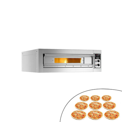 GGM Gastro Lò Pizza Tầng Điện - 1 Tầng - Đáy Gạch Chịu Lửa - 9 - Ø33cm (33 cm) - Điều Khiển Cơ - Đến 400°C