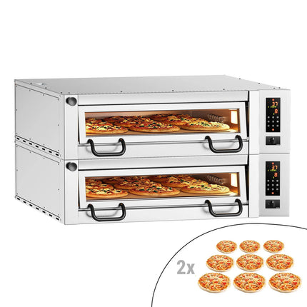 GGM Gastro Lò Pizza Tầng Điện - Tầng Đôi - Đáy Đá Chịu Lửa - 9+9 - Ø34cm (34 cm) - Điều Khiển Cảm Ứng