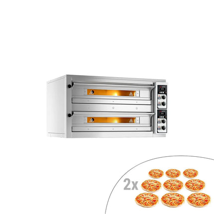 GGM Gastro Lò Pizza Tầng Điện - Tầng Đôi - Đáy Đá Chịu Lửa - 9+9 x Ø33cm (33 cm) - Đến 400°C