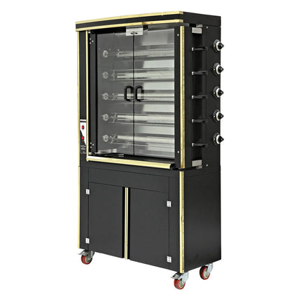 GGM Gastro Lò Quay Gà Gas - 30kW - 5 Xiên - Đến 30 Con Gà - Đen