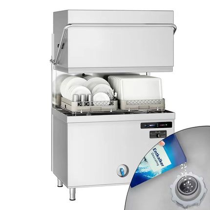 GGM Gastro Máy Rửa Chén Băng Chuyền Hai Lớp Vỏ - Điều Khiển Số - 22.2kW - Kèm Bộ Làm Mềm Nước Tích Hợp - Bơm Định Lượng Hóa Chất & Trợ Xả, Bơm Xả