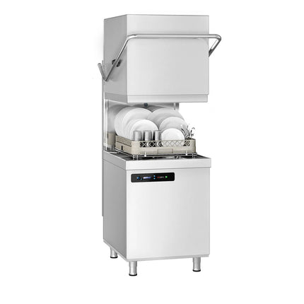 GGM Gastro Máy Rửa Chén Băng Chuyền Hai Lớp Vỏ - Điều Khiển Số - 7.1kW - Kèm Bơm Định Lượng Hóa Chất & Trợ Xả, Bơm Xả