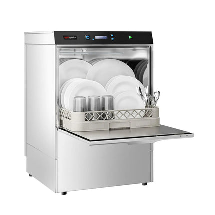 GGM Gastro Máy Rửa Chén Gầm Bàn Hai Lớp Vỏ - Giỏ 500mm - Điều Khiển Cơ - 3.9kW - Kèm Bơm Định Lượng Hóa Chất & Trợ Xả