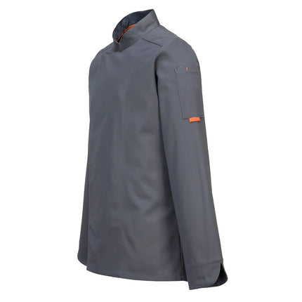 GGM Gastro MeshAir Pro Unisex Chef Jacket - Long Sleeve - Grey - Size: L