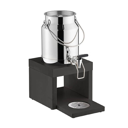 GGM Gastro Milk Dispenser - BRIDGE - stainless-steel dispenser with beech stand & self-close tap - 3 Litres - Stainless steel - incl. ice pack in stand base & touchless adaptor