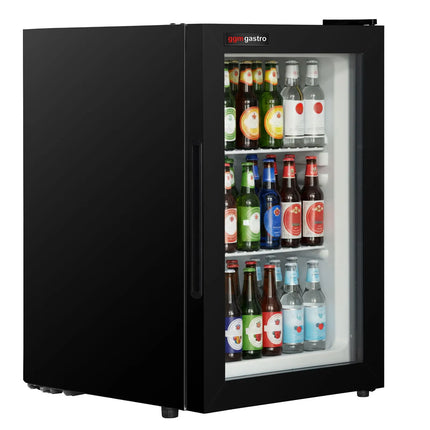 GGM Gastro Mini Bar Refrigerator - 440mm - 62L - with 1 glass door & reversible hinges - Black