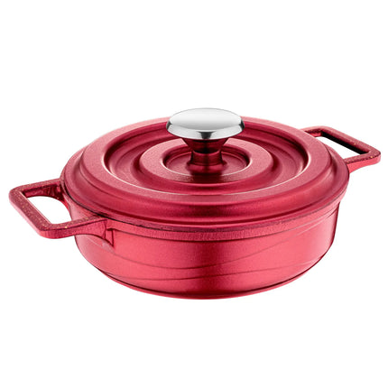 GGM Gastro Mini Cast Aluminium Frying Pan - Height: 48mm - Non-stick - with cast lid - Red - suitable for all hob types including induction