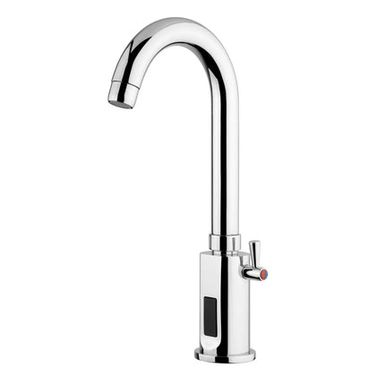 GGM Gastro Monobloc mixer tap PREMIUM - swan-neck spout - with infrared sensor, touch-free operation, integrated temperature control & swivel spout - spout 130mm