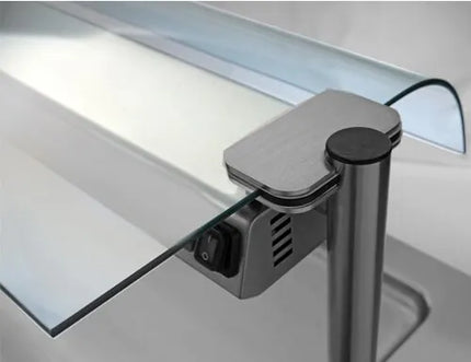 GGM Gastro One-sided glass sneeze guard - with storage area for built-in counters - 810x640x380mm - for BA116, WA116, KA116, PA116 & EA116