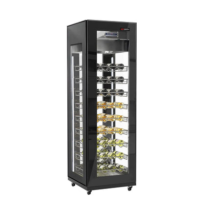 GGM Gastro Panoramic Commercial Wine Fridge - Black - Single Zone - 400L - max. 81 bottles