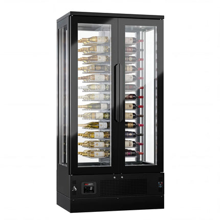 GGM Gastro Panoramic Commercial Wine Fridge - Black - Single Zone - 450L - max. 104 bottles