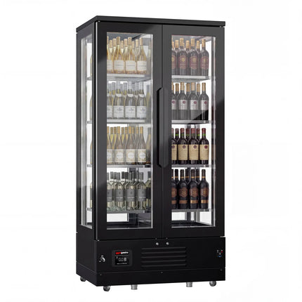 GGM Gastro Panoramic Commercial Wine Fridge - Stainless Steel - Single Zone - 450L - max. 128 bottles