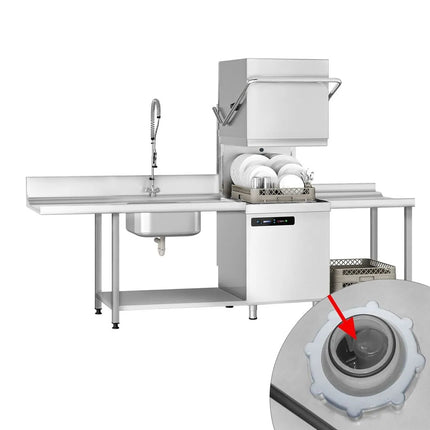 GGM Gastro Pass Through Dishwasher - Digital Controls - 7.1kW - incl. Inlet Table left, Outlet Table right - with Detergent & Rinse Aid Dosing Pumps, Drain Pump