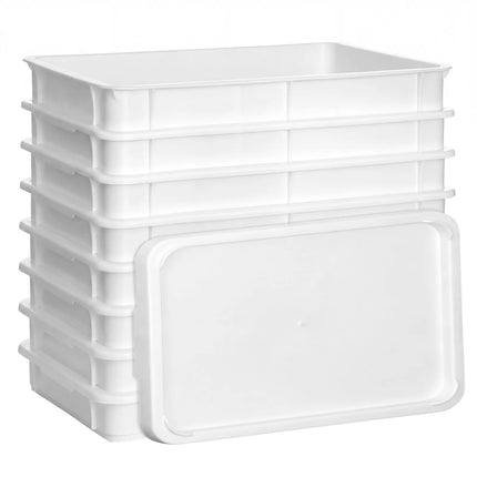 GGM Gastro Pizza Dough Tray Set - EN 600x400 - Height: 75mm - Polypropylene - White - 8 Trays & 1 Lid