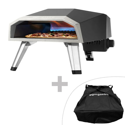 GGM Gastro Portable Outdoor Gas Pizza Oven - Single Deck - Refractory Stone Deck - for Ø 30cm (30.5 cm) pizza - up to 500°C - incl. Waterproof carry bag