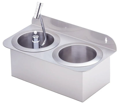 GGM Gastro Portioning Rinse 430x225x211mm WATERSTOP with integrated automatic water stop with integrated backflow preventer & integrated flow regulator incl. sieve insert - Stainless Steel - CNS - 1 bottom opening