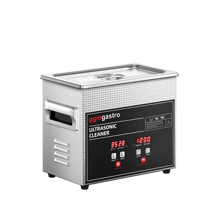 GGM Gastro Professional Ultrasonic Cleaner - 3.2L - 120W Ultrasonic Power - 40kHz - Digital - with Heater - Degas