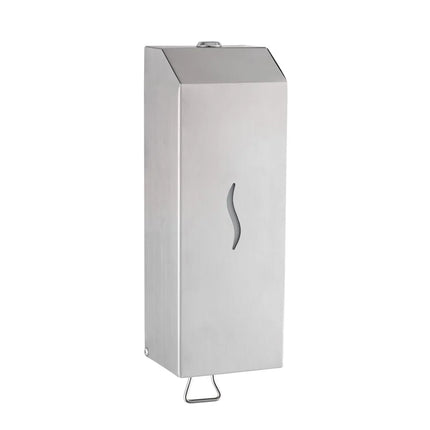 GGM Gastro Push-Button Soap Dispenser - 1000ml - Stainless steel - wall mounted, manual, push-button, refillable reservoir, lockable