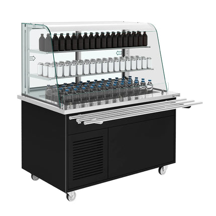 GGM Gastro Refrigerated Buffet Display PRAGUE - 1600mm - with Refrigerated Well - on Braked Castors - Black