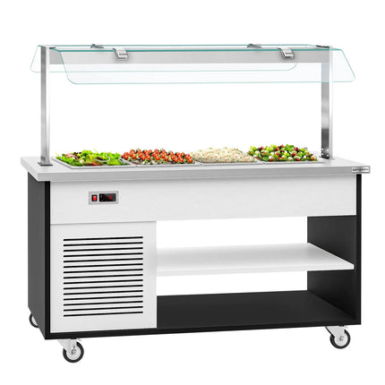 GGM Gastro Refrigerated Salad Bar Trolley DANZIG - 1600mm - for 4x GN 1/1 - Mobile - with Gantry - with Sneeze Screen