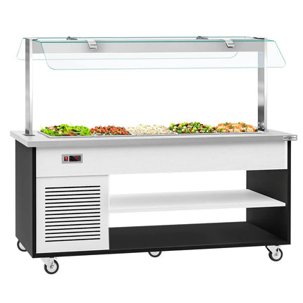 GGM Gastro Refrigerated Salad Bar Trolley DANZIG - 1900mm - for 5x GN 1/1 - Mobile - with Gantry - with Sneeze Screen