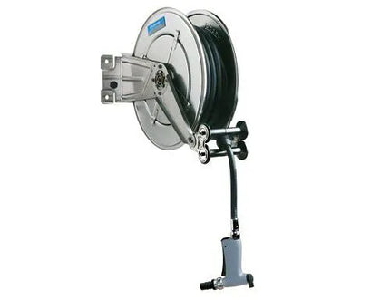 GGM Gastro Retractable Hose Reel - 10m - with rinse spray gun, flexible hose & wall bracket included - 1.3 cm connection