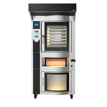 GGM Gastro Rotary Electric Commercial Bakery Convection Oven with Steam Injection - Touchscreen Controls - Bakery Convection Oven - 6x 600x400mm (EN 60x40) - with Pizza Oven, Hood & Prover Cabinet