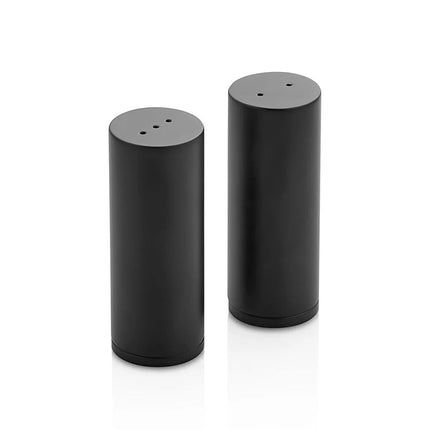 GGM Gastro Salt and Pepper Cruet Set and Stand - 3-piece - salt & pepper; toothpicks - Stainless steel stand - Height: 200mm - Glass & Stainless steel - Black