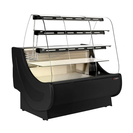 GGM Gastro Serve Over Counter - 1300x980mm - with lighting - 3 glass shelves - cake pull-outs - black front