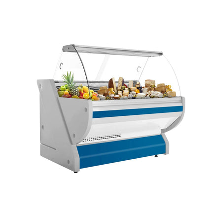 GGM Gastro Serve Over Counter - 1525x1150mm - blue front - meat lighting - illuminated front panel - granite worktop
