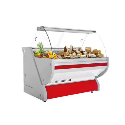 GGM Gastro Serve Over Counter - 1525x1150mm - granite worktop - red front - capacity 300 litres - curved front glass