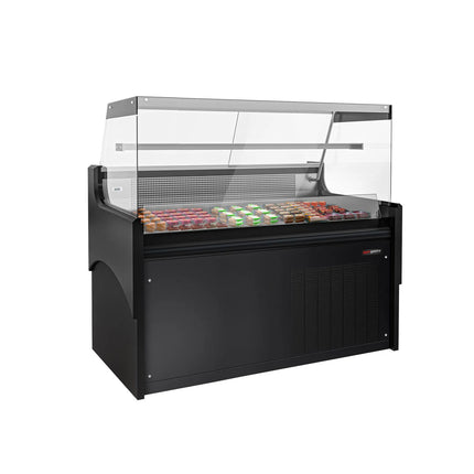 GGM Gastro Serve Over Counter - 1580x975mm - black front - with tempered glass shelf - marble worktop - capacity 140 litres