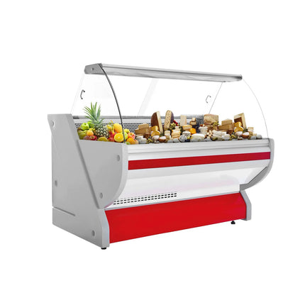 GGM Gastro Serve Over Counter - 1725x1150mm - front panel red - with meat lighting - granite worktop - capacity 340 litres