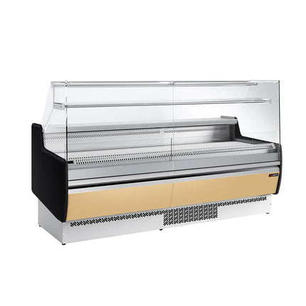 GGM Gastro Serve Over Counter - 1935mm - front and sides glass, rear open - 1 shelf - front panel beige - capacity 213 litres