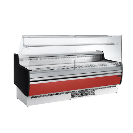 GGM Gastro Serve Over Counter - 1935mm - front and sides glass, rear open - capacity 213 litres - red front panel