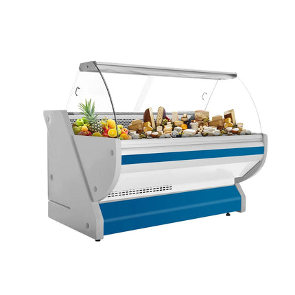 GGM Gastro Serve Over Counter - 2025x1150mm - curved front glass - granite worktop - blue front - capacity 400 litres