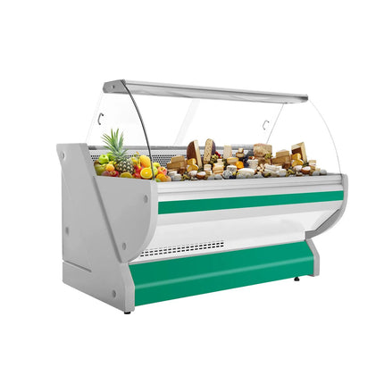 GGM Gastro Serve Over Counter - 2025x1150mm - granite worktop - green front - capacity 400 litres - curved front glass