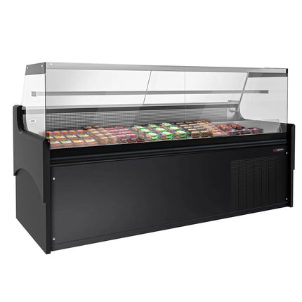 GGM Gastro Serve Over Counter - 2480x975mm - black front - glass sliding windows - granite worktop - capacity 200 litres