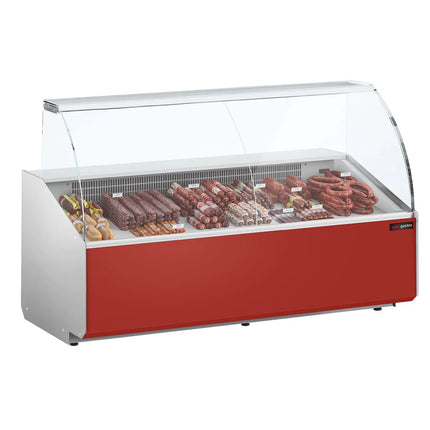 GGM Gastro Serve Over Counter - 2506x979mm - double-glazed glass - front panel red - capacity 512 litres